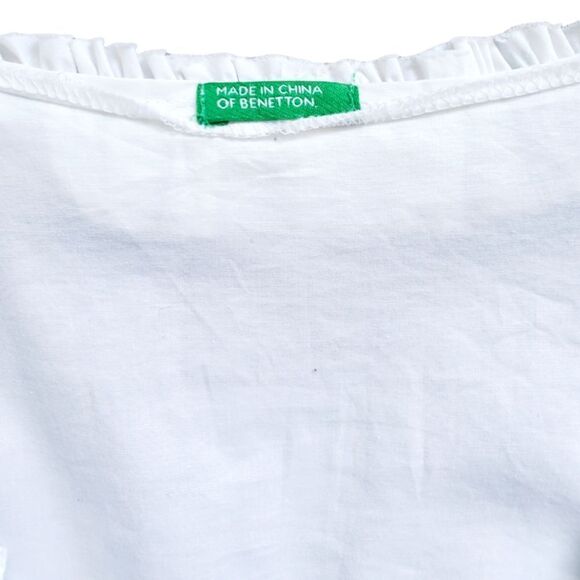 Romantic White Blouse Ruffle V Neck Long Sleeve Sz L - Picture 7 of 7